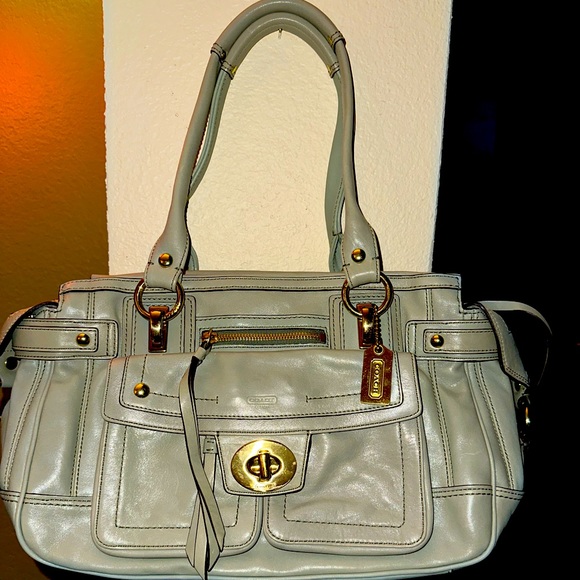 Coach Hampton Vintage Leather Lindsay Seafoam Green - Picture 1 of 10